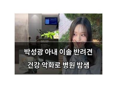 박성광 아내 이솔 반려견 건강 악화로 병원 밤샘