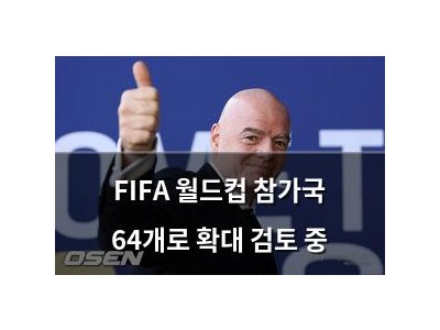 FIFA 월드컵 참가국 64개로 확대 검토 중