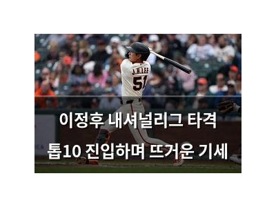 이정후 내셔널리그 타격 톱10 진입하며 뜨거운 기세