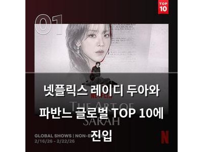 넷플릭스 레이디 두아와 파반느 글로벌 TOP 10에 진입