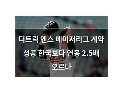 디트릭 엔스 메이저리그 계약 성공 한국보다 연봉 2.5배 오르나