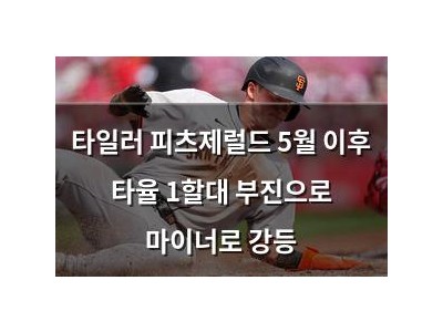타일러 피츠제럴드 5월 이후 타율 1할대 부진으로 마이너로 강등