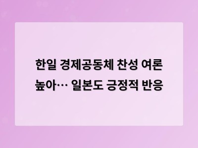 한일 경제공동체 찬성 여론 높아… 일본도 긍정적 반응